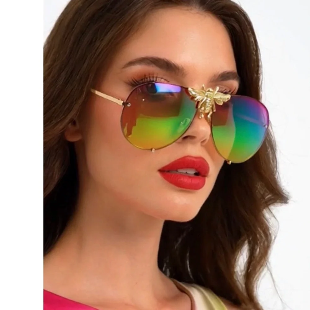 Women Gradient Oversize Sunglasses Festival Eyewear Outdoor Rave Funky Boho Glam